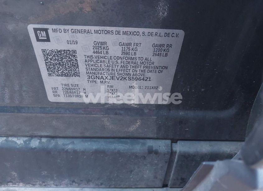 Photo 9 of 2019 Chevrolet Equinox LT (VIN 3GNAXJEV2KS596421)