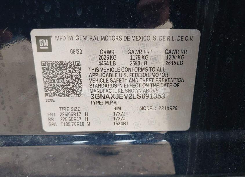 Photo 9 of 2020 Chevrolet Equinox FWD 2FL (VIN 3GNAXJEV2LS691353)