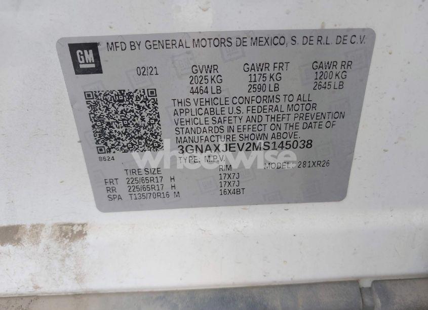 Photo 9 of 2021 Chevrolet Equinox FWD 2FL (VIN 3GNAXJEV2MS145038)