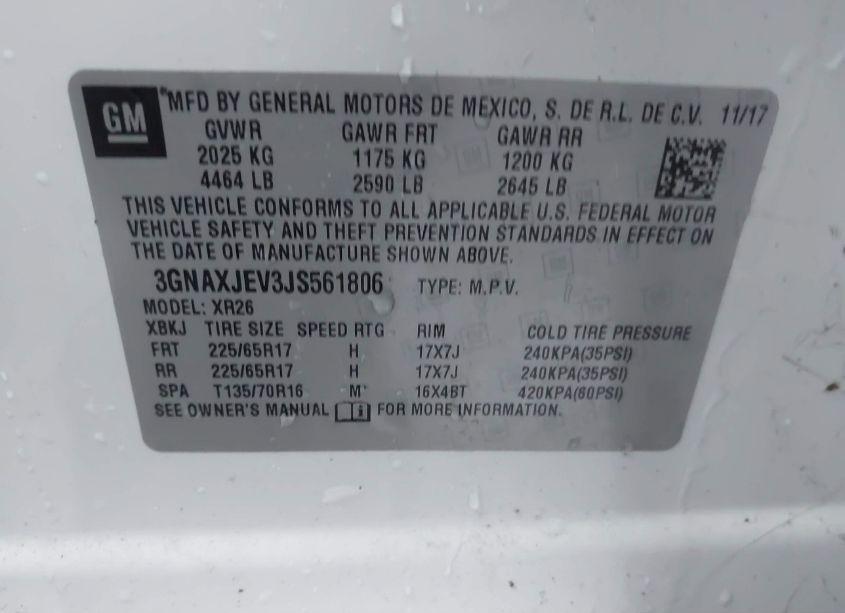 Photo 9 of 2018 Chevrolet Equinox LT (VIN 3GNAXJEV3JS561806)