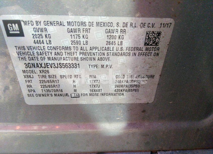 Photo 9 of 2018 Chevrolet Equinox LT (VIN 3GNAXJEV3JS563331)