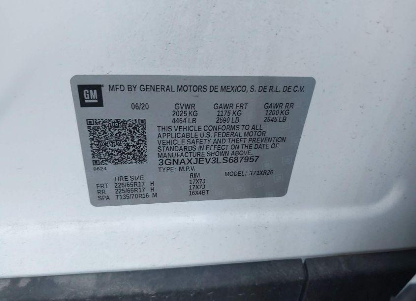 Photo 9 of 2020 Chevrolet Equinox FWD 2FL (VIN 3GNAXJEV3LS687957)