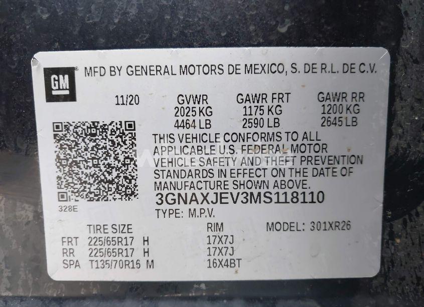 Photo 9 of 2021 Chevrolet Equinox FWD 2FL (VIN 3GNAXJEV3MS118110)