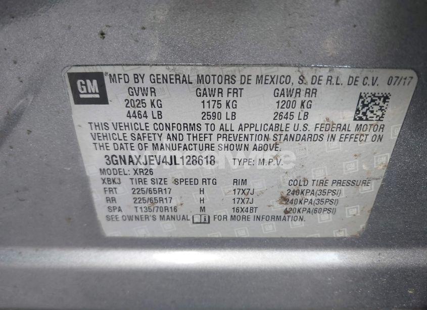 Photo 9 of 2018 Chevrolet Equinox LT (VIN 3GNAXJEV4JL128618)