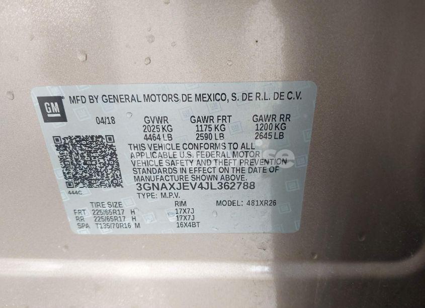 Photo 9 of 2018 Chevrolet Equinox LT (VIN 3GNAXJEV4JL362788)