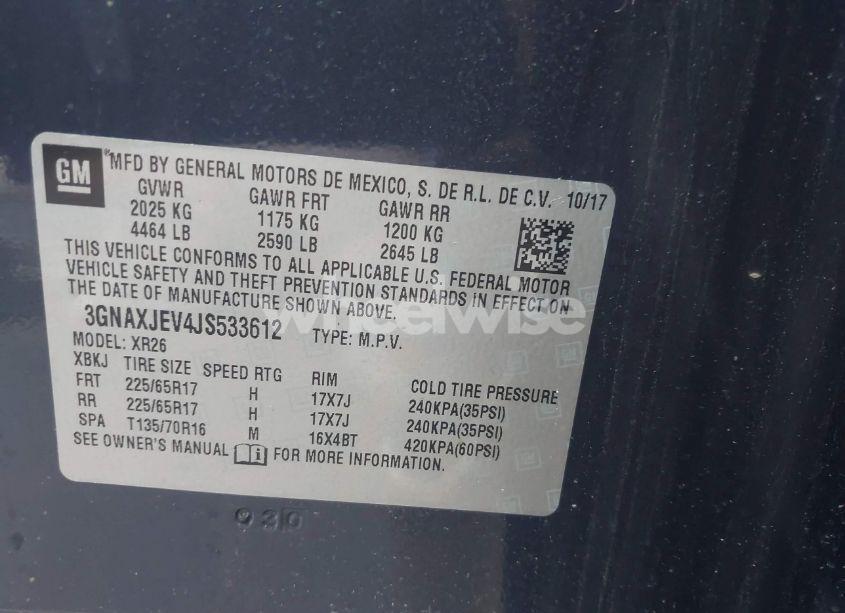 Photo 9 of 2018 Chevrolet Equinox LT (VIN 3GNAXJEV4JS533612)