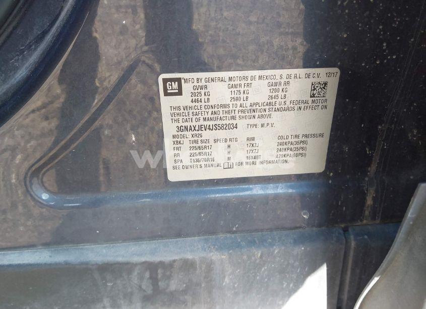 Photo 9 of 2018 Chevrolet Equinox LT (VIN 3GNAXJEV4JS582034)