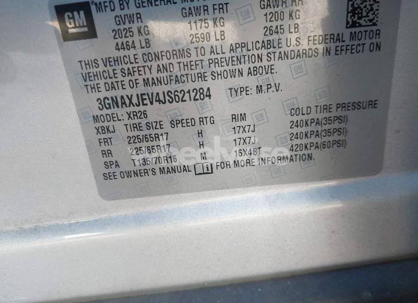 Photo 9 of 2018 Chevrolet Equinox LT (VIN 3GNAXJEV4JS621284)