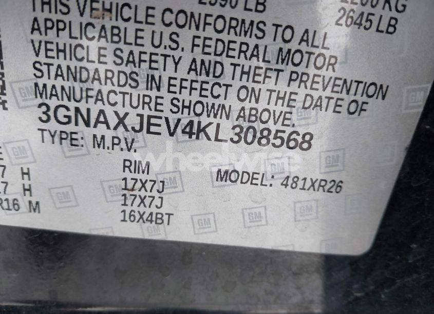 Photo 9 of 2019 Chevrolet Equinox LT (VIN 3GNAXJEV4KL308568)