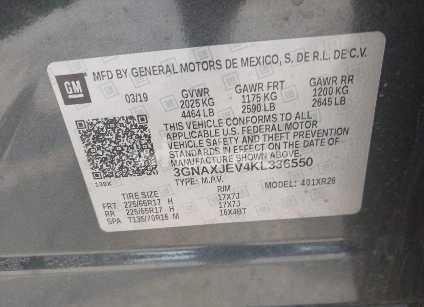 Photo 9 of 2019 Chevrolet Equinox LT (VIN 3GNAXJEV4KL336550)