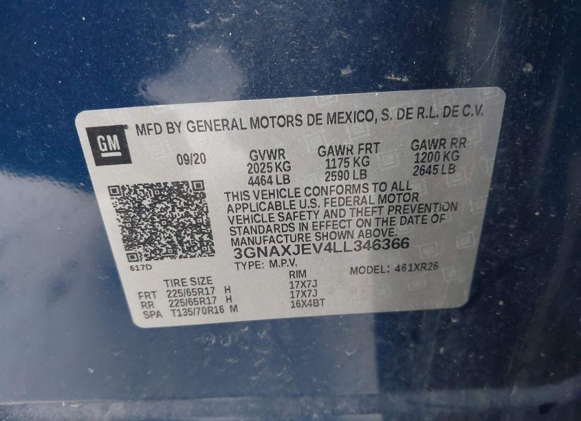 Photo 9 of 2020 Chevrolet Equinox FWD 2FL (VIN 3GNAXJEV4LL346366)