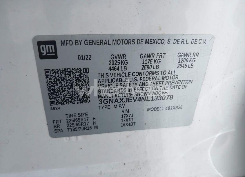 Photo 9 of 2022 Chevrolet Equinox FWD 2FL (VIN 3GNAXJEV4NL133078)