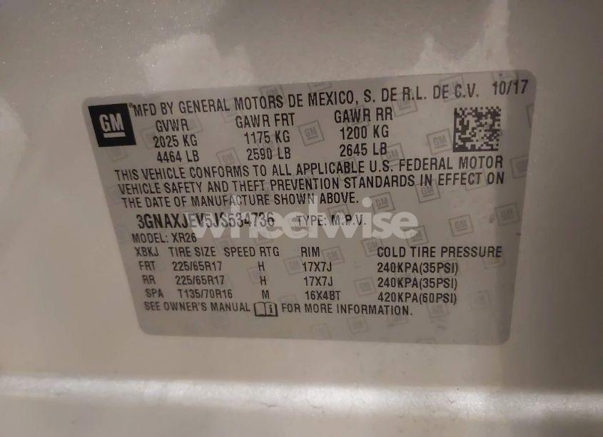 Photo 9 of 2018 Chevrolet Equinox LT (VIN 3GNAXJEV5JS534736)