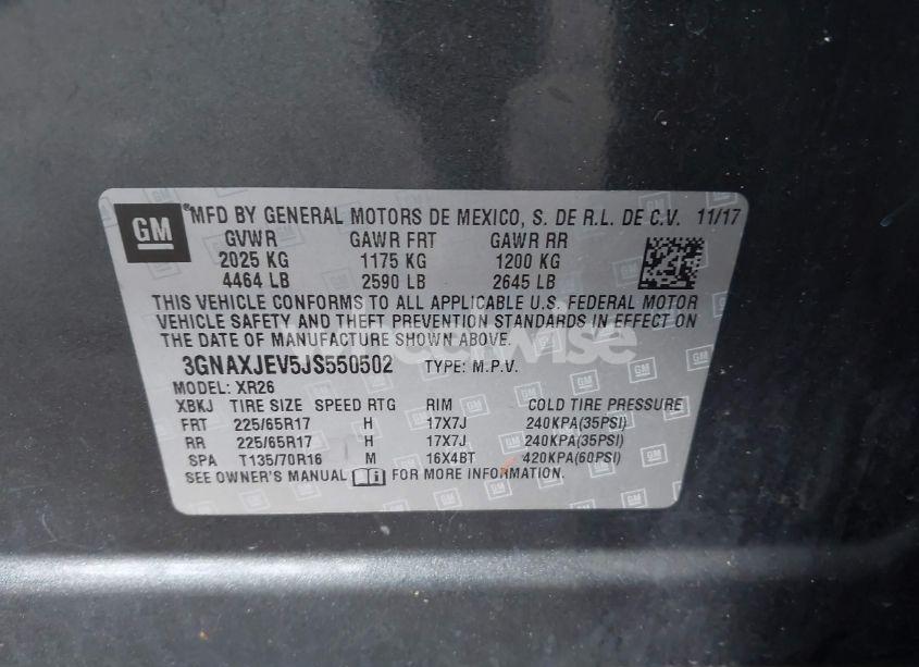 Photo 9 of 2018 Chevrolet Equinox LT (VIN 3GNAXJEV5JS550502)