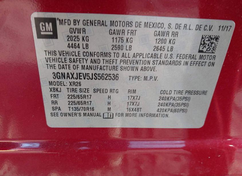 Photo 9 of 2018 Chevrolet Equinox LT (VIN 3GNAXJEV5JS562536)