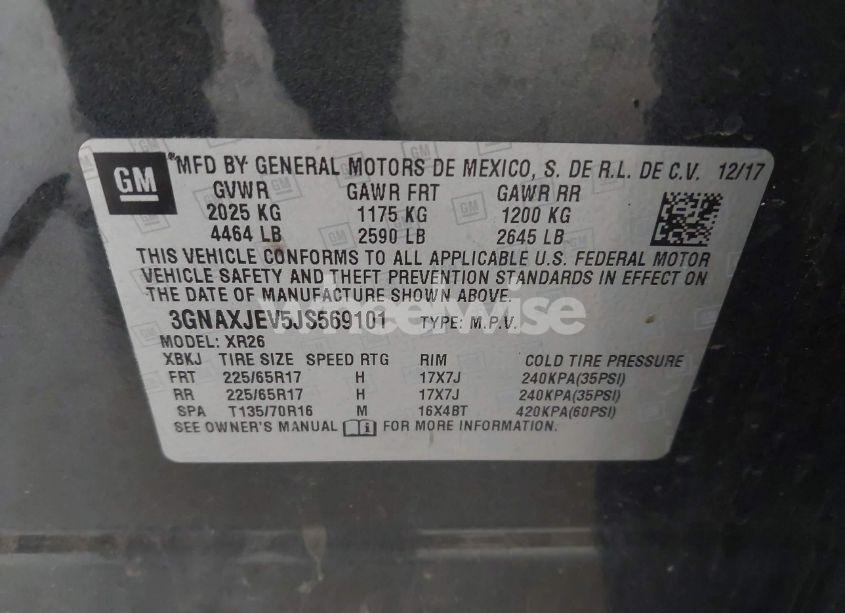 Photo 9 of 2018 Chevrolet Equinox LT (VIN 3GNAXJEV5JS569101)