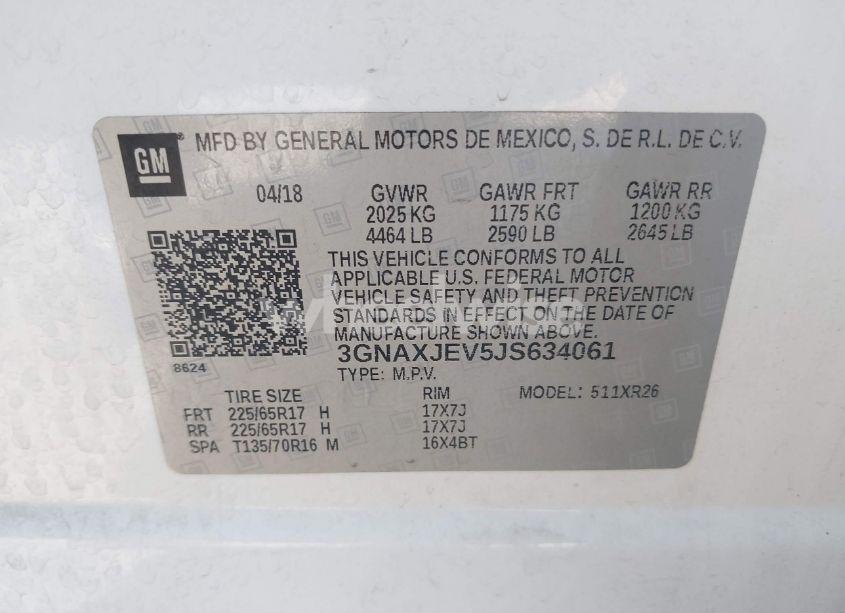 Photo 9 of 2018 Chevrolet Equinox LT (VIN 3GNAXJEV5JS634061)