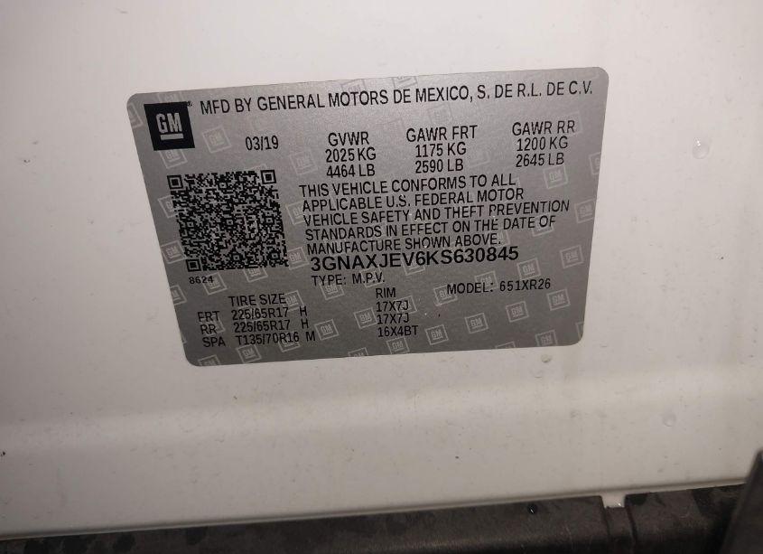 Photo 9 of 2019 Chevrolet Equinox LT (VIN 3GNAXJEV6KS630845)