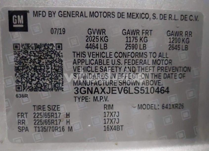 Photo 9 of 2020 Chevrolet Equinox FWD 2FL (VIN 3GNAXJEV6LS510464)