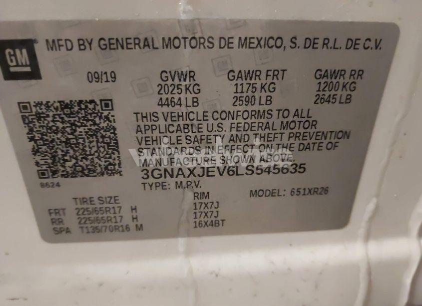 Photo 9 of 2020 Chevrolet Equinox FWD 2FL (VIN 3GNAXJEV6LS545635)