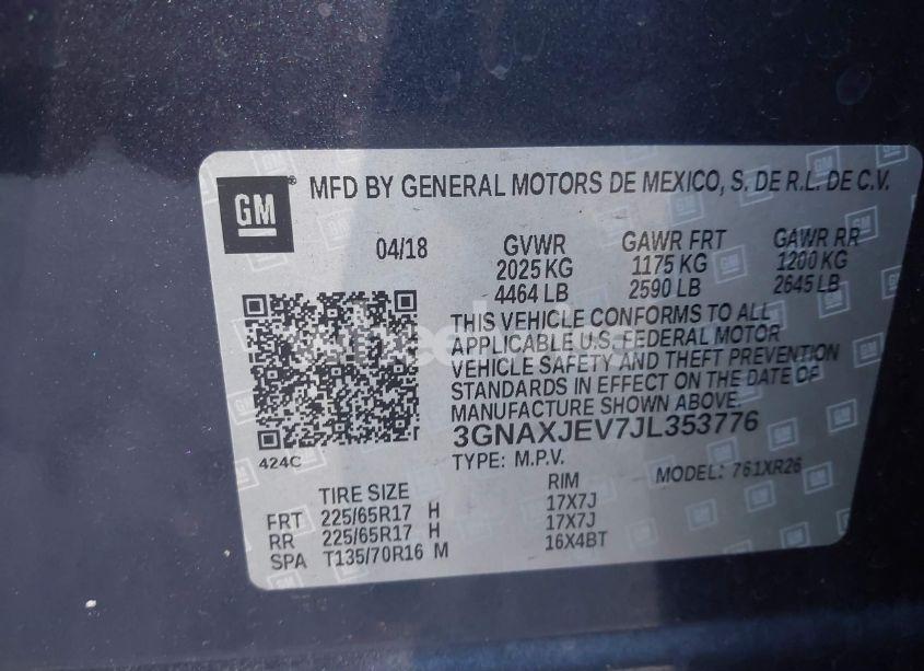 Photo 9 of 2018 Chevrolet Equinox LT (VIN 3GNAXJEV7JL353776)