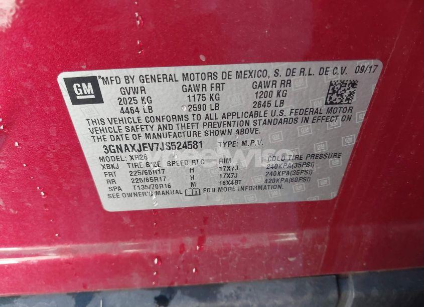 Photo 9 of 2018 Chevrolet Equinox LT (VIN 3GNAXJEV7JS524581)