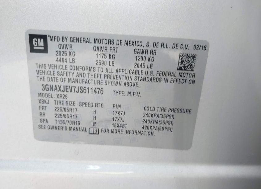 Photo 9 of 2018 Chevrolet Equinox LT (VIN 3GNAXJEV7JS611476)