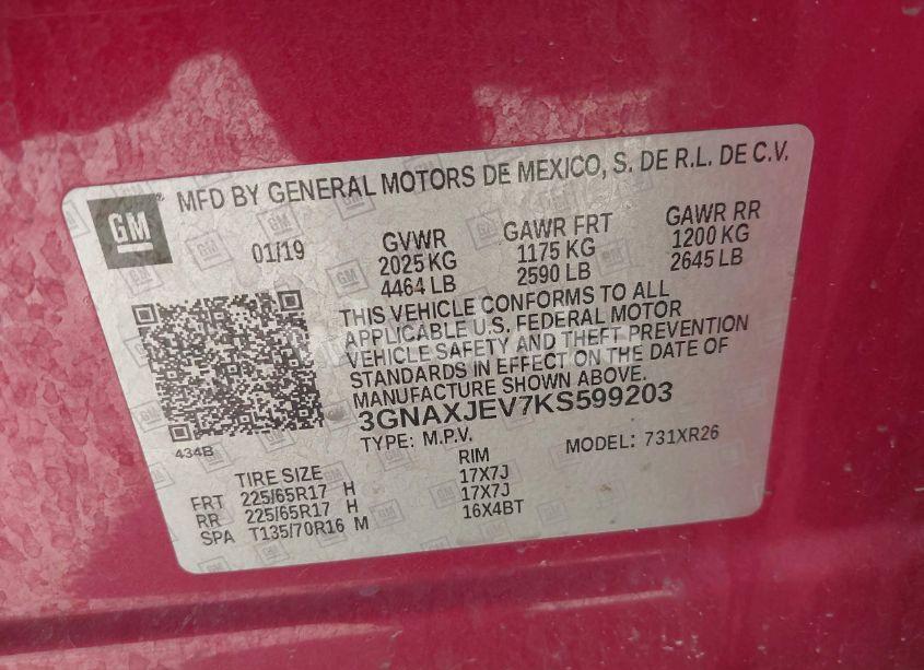 Photo 9 of 2019 Chevrolet Equinox LT (VIN 3GNAXJEV7KS599203)