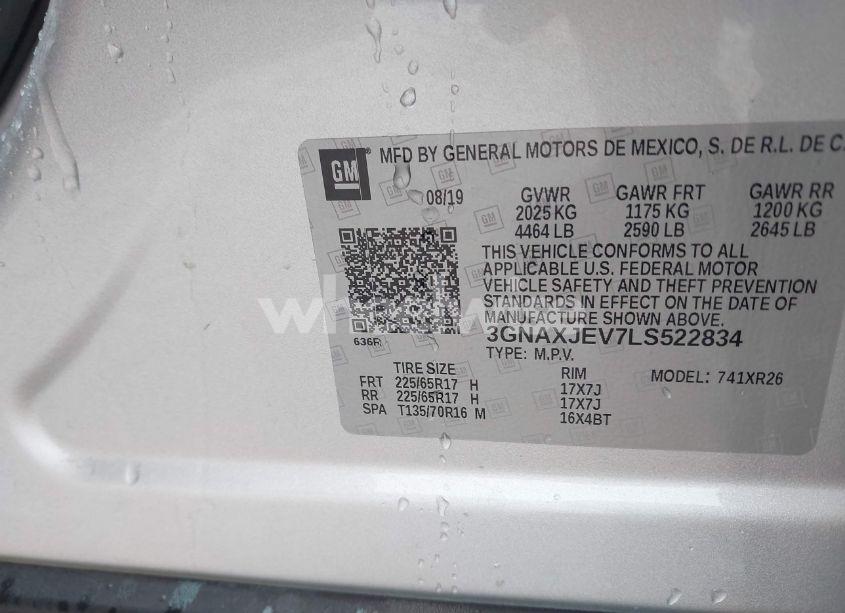 Photo 9 of 2020 Chevrolet Equinox FWD 2FL (VIN 3GNAXJEV7LS522834)