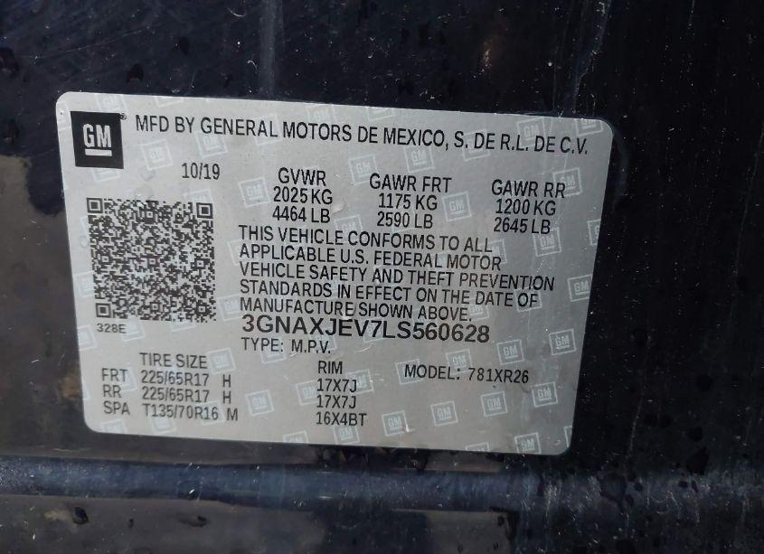 Photo 9 of 2020 Chevrolet Equinox FWD 2FL (VIN 3GNAXJEV7LS560628)