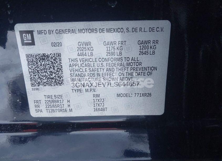 Photo 9 of 2020 Chevrolet Equinox FWD 2FL (VIN 3GNAXJEV7LS644657)