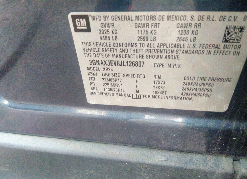 Photo 9 of 2018 Chevrolet Equinox LT (VIN 3GNAXJEV8JL126807)