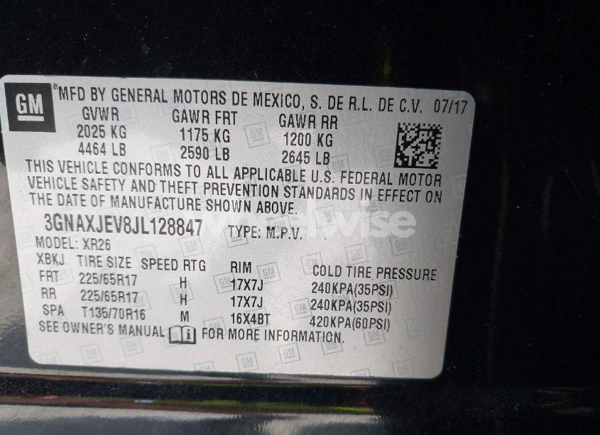 Photo 9 of 2018 Chevrolet Equinox LT (VIN 3GNAXJEV8JL128847)