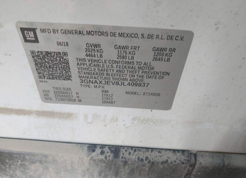 Photo 9 of 2018 Chevrolet Equinox LT (VIN 3GNAXJEV8JL409837)