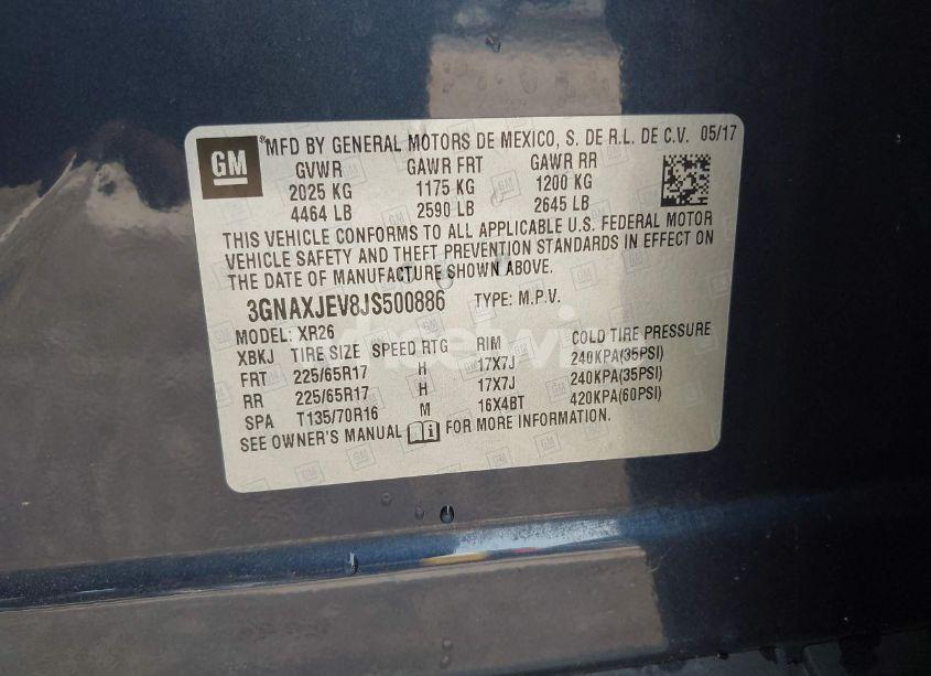 Photo 9 of 2018 Chevrolet Equinox LT (VIN 3GNAXJEV8JS500886)