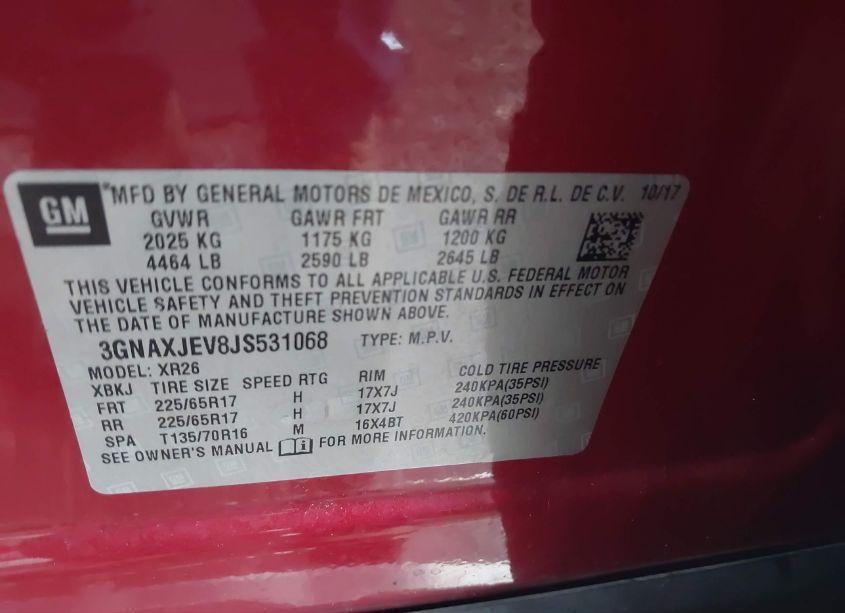 Photo 9 of 2018 Chevrolet Equinox LT (VIN 3GNAXJEV8JS531068)