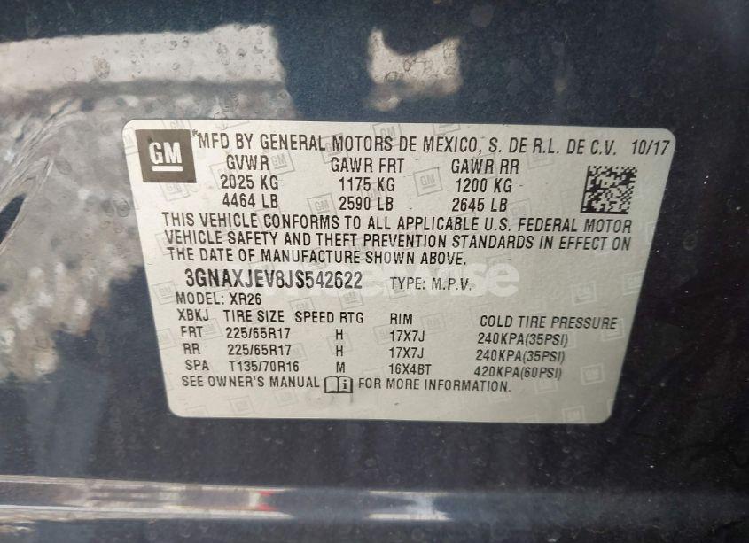 Photo 9 of 2018 Chevrolet Equinox LT (VIN 3GNAXJEV8JS542622)