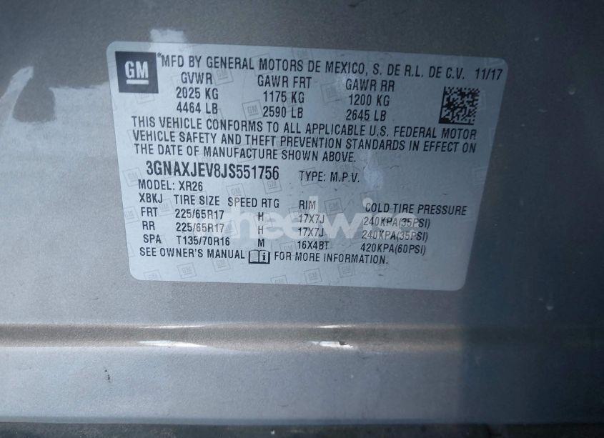 Photo 9 of 2018 Chevrolet Equinox LT (VIN 3GNAXJEV8JS551756)