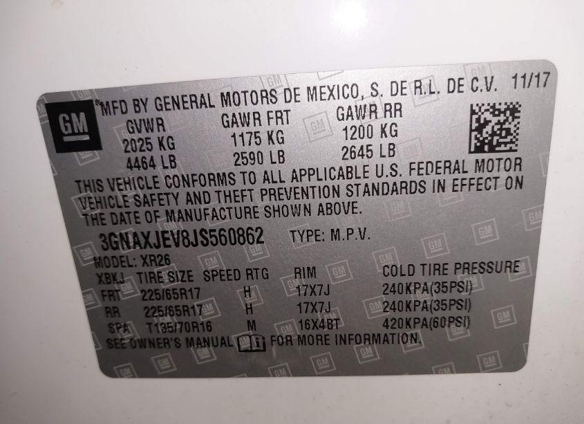 Photo 9 of 2018 Chevrolet Equinox LT (VIN 3GNAXJEV8JS560862)