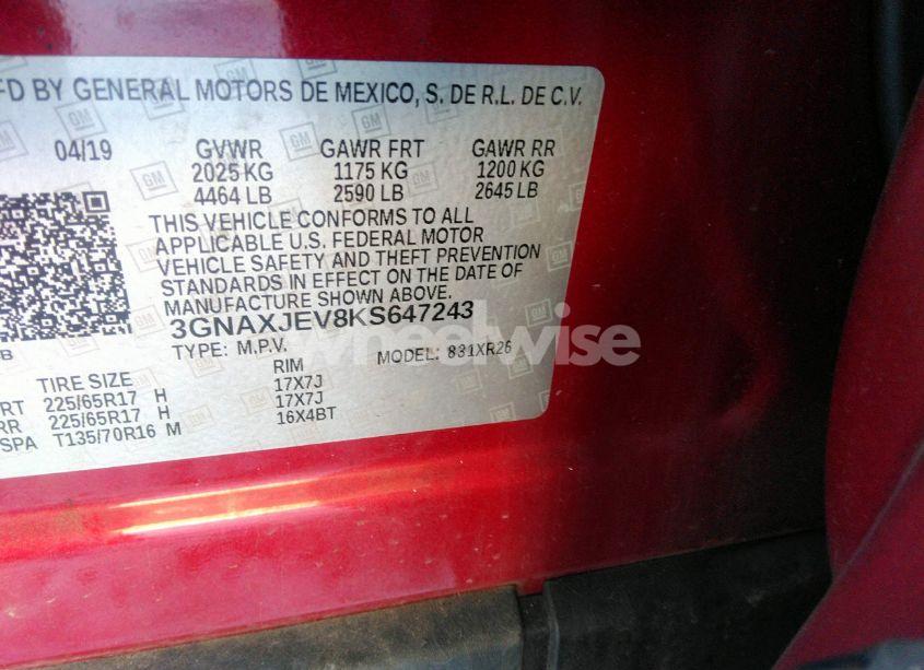 Photo 9 of 2019 Chevrolet Equinox LT (VIN 3GNAXJEV8KS647243)