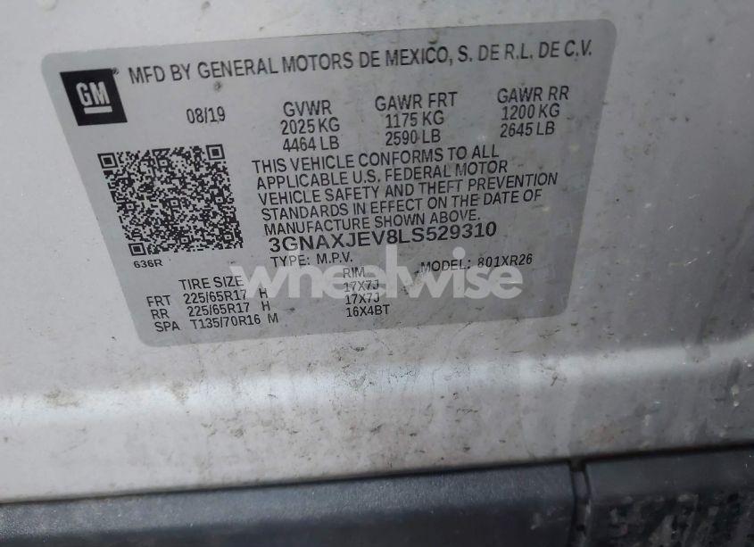 Photo 9 of 2020 Chevrolet Equinox FWD 2FL (VIN 3GNAXJEV8LS529310)