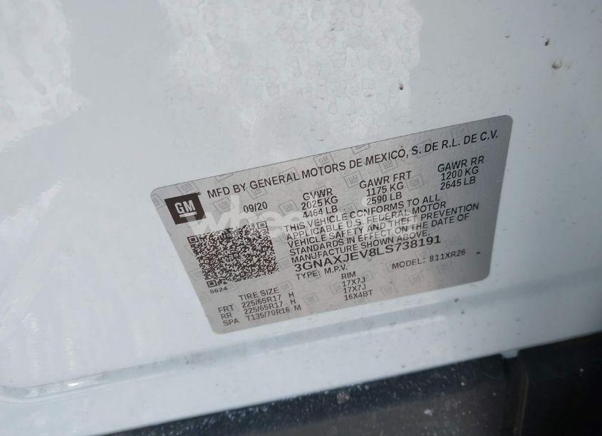 Photo 9 of 2020 Chevrolet Equinox FWD 2FL (VIN 3GNAXJEV8LS738191)