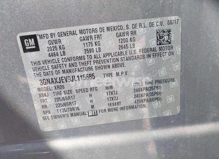 Photo 9 of 2018 Chevrolet Equinox LT (VIN 3GNAXJEV9JL115685)