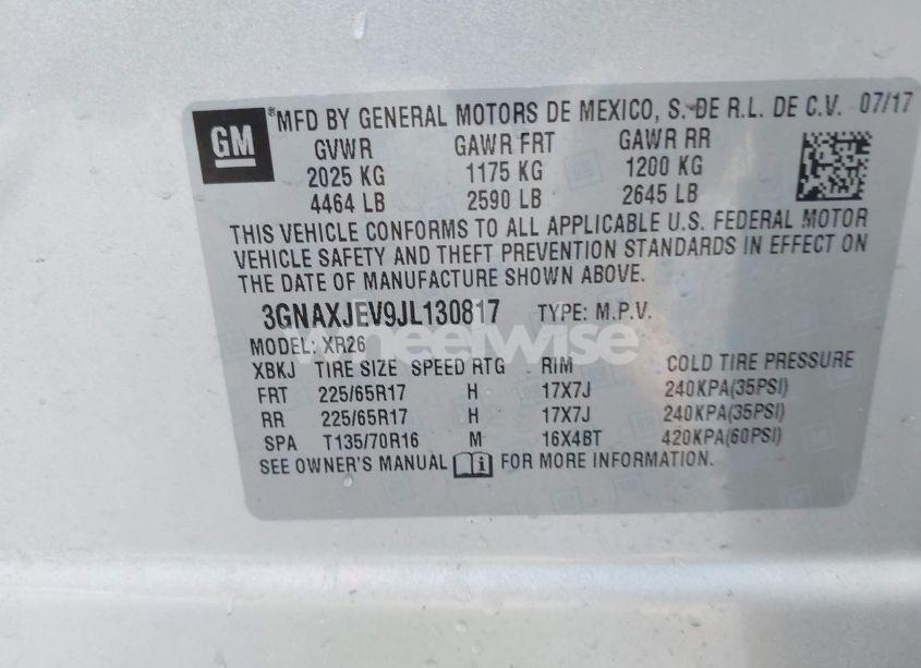 Photo 9 of 2018 Chevrolet Equinox LT (VIN 3GNAXJEV9JL130817)