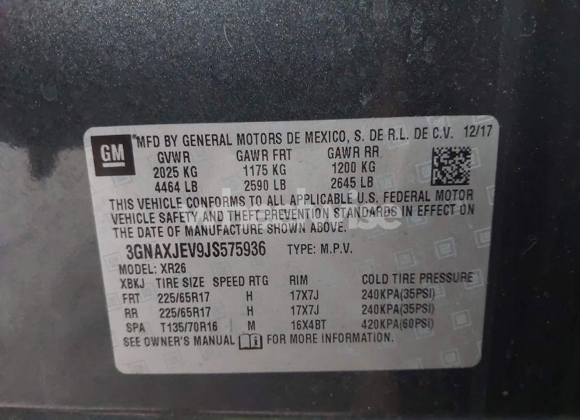 Photo 9 of 2018 Chevrolet Equinox LT (VIN 3GNAXJEV9JS575936)