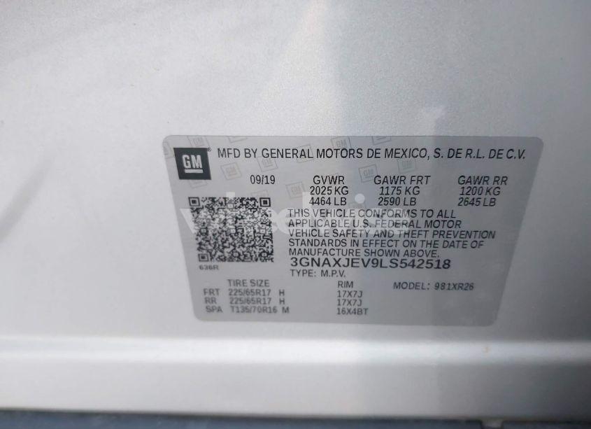 Photo 9 of 2020 Chevrolet Equinox FWD 2FL (VIN 3GNAXJEV9LS542518)