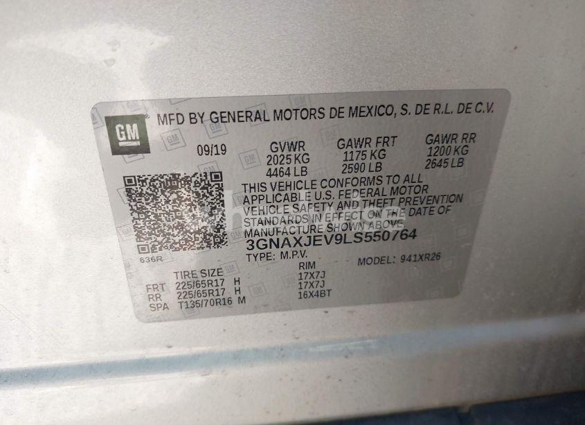 Photo 9 of 2020 Chevrolet Equinox FWD 2FL (VIN 3GNAXJEV9LS550764)