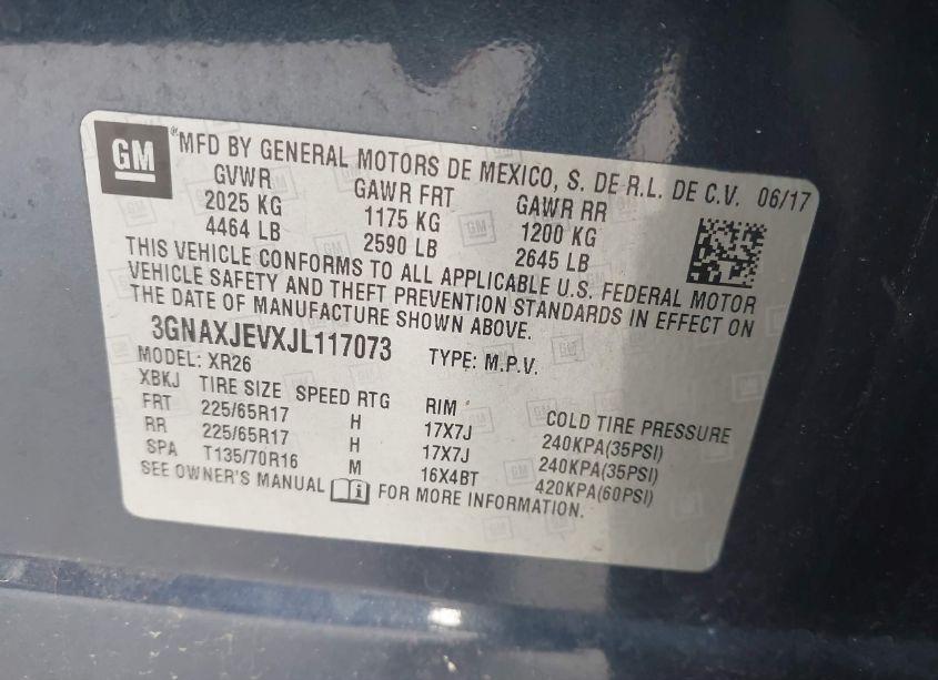 Photo 9 of 2018 Chevrolet Equinox LT (VIN 3GNAXJEVXJL117073)