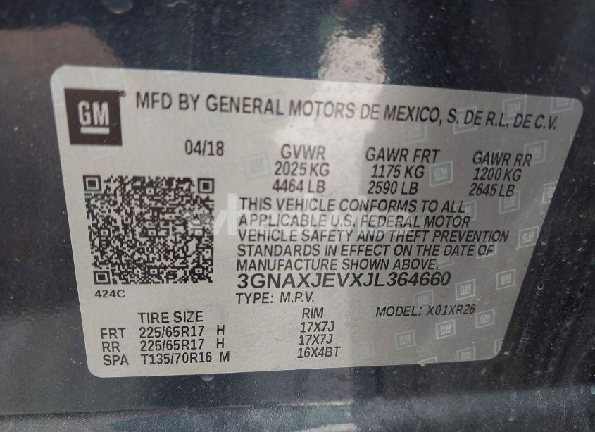 Photo 9 of 2018 Chevrolet Equinox LT (VIN 3GNAXJEVXJL364660)