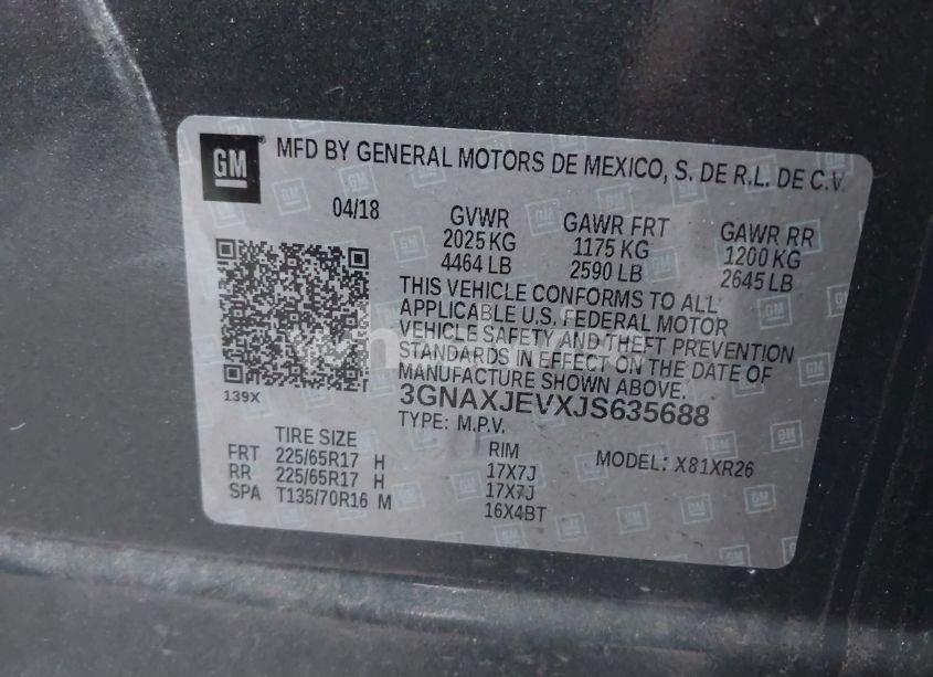 Photo 9 of 2018 Chevrolet Equinox LT (VIN 3GNAXJEVXJS635688)